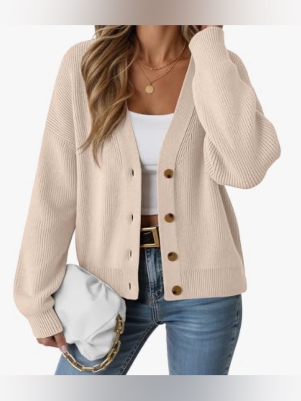Oversized cream cardigan. Size S (runs big)